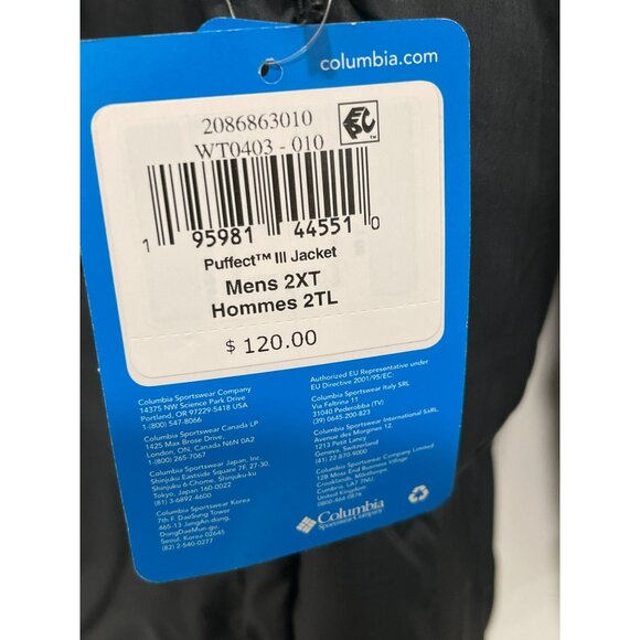 Columbia Men's Columbia Puffect III Jacket Black Size 2XL Tall NWT - Picture 8 of 10